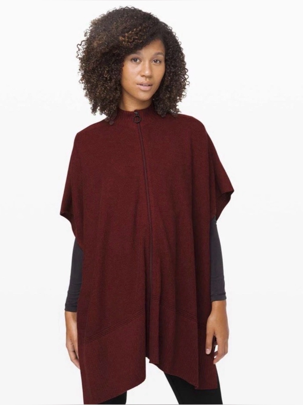 Lululemon Women’s Call Me Cozy Mock Neck Full Zip Wrap Sweater In Deep Rouge-OS